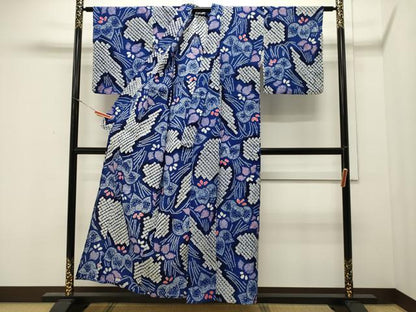 平和屋着物∴夏物 浴衣 有松鳴海絞り 菖蒲 綿 逸品 CAAW5016dy