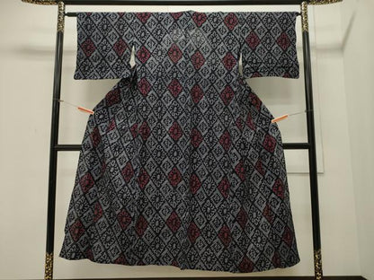 平和屋着物∴夏物　浴衣　有松鳴海絞り　菱花文　綿　逸品　CAAW5017dy