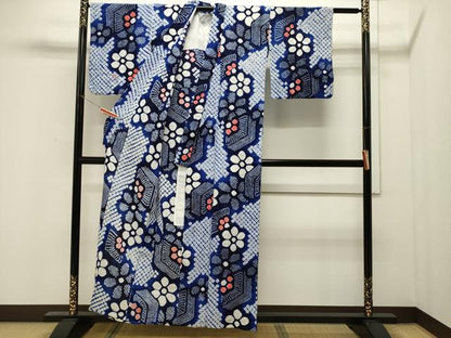 平和屋着物∴夏物 浴衣 有松鳴海絞り 舞花文 綿 逸品 CAAW5018dy