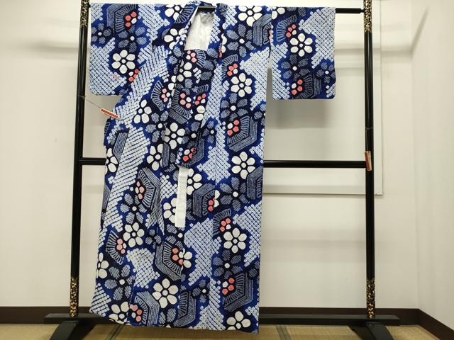 平和屋着物∴夏物 浴衣 有松鳴海絞り 舞花文 綿 逸品 CAAW5018dy
