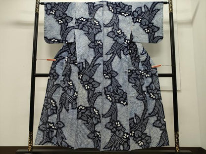 平和屋着物∴夏物 浴衣 有松鳴海絞り 草花文 綿 逸品 未使用 CAAW5020dy