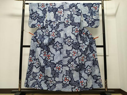 平和屋着物∴夏物 浴衣 有松鳴海絞り 草花文 綿 逸品 CAAW5021dy