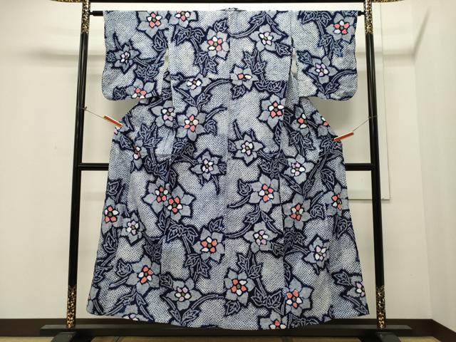 平和屋着物∴夏物 浴衣 有松鳴海絞り 草花文 綿 逸品 CAAW5021dy