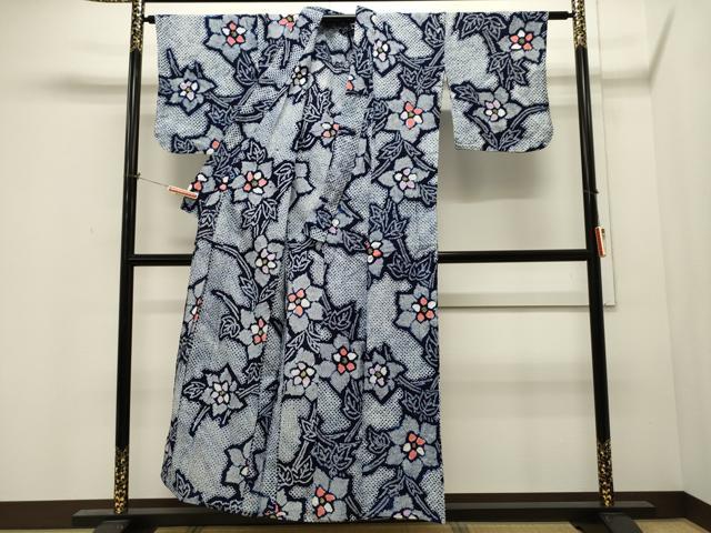 平和屋着物∴夏物 浴衣 有松鳴海絞り 草花文 綿 逸品 CAAW5021dy