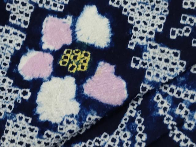 平和屋着物∴夏物 浴衣 有松鳴海絞り 草花文 綿 逸品 CAAW5021dy