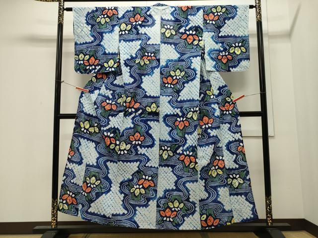 平和屋着物∴夏物 浴衣 有松鳴海絞り 流水花文 綿 逸品 CAAW5022dy