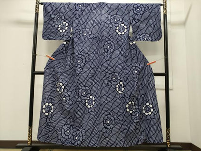 平和屋着物∴夏物 浴衣 有松鳴海絞り 草花文 綿 逸品 CAAW5025dy