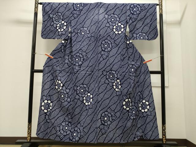 平和屋着物∴夏物 浴衣 有松鳴海絞り 草花文 綿 逸品 CAAW5025dy