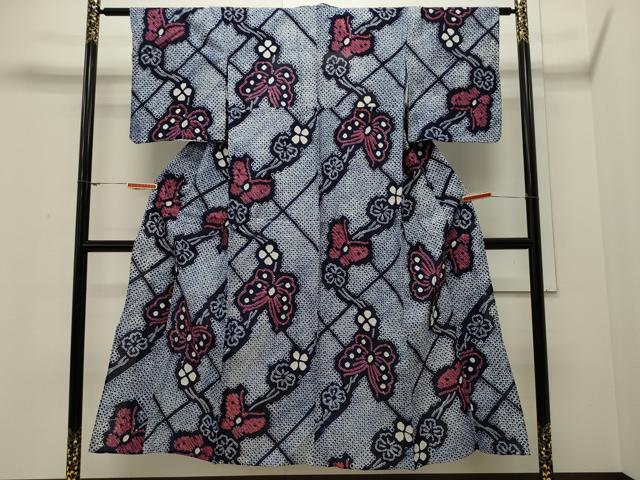 平和屋着物∴夏物 浴衣 有松鳴海絞り 花蝶文 綿 逸品 CAAW5026dy