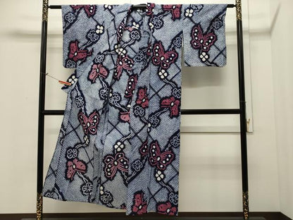 平和屋着物∴夏物 浴衣 有松鳴海絞り 花蝶文 綿 逸品 CAAW5026dy