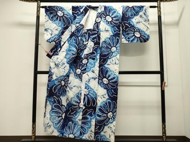 平和屋着物∴夏物　浴衣　有松鳴海絞り　舞花文　綿　逸品　CAAW5028dy