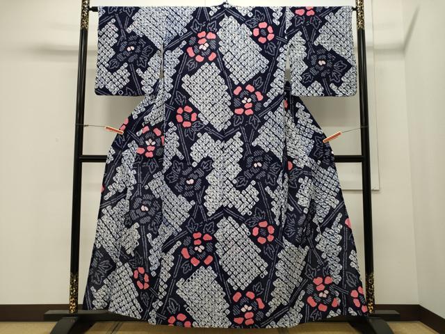 平和屋着物∴夏物 浴衣 有松鳴海絞り 草花文 綿 逸品 CAAW5030dy