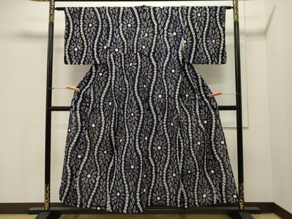 平和屋着物∴夏物　浴衣　有松鳴海絞り　立涌花文　綿　逸品　CAAW5031dy