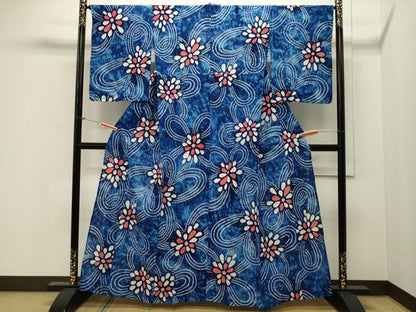 平和屋着物∴夏物 浴衣 有松鳴海絞り 舞花文 綿 逸品 CAAW5032dy