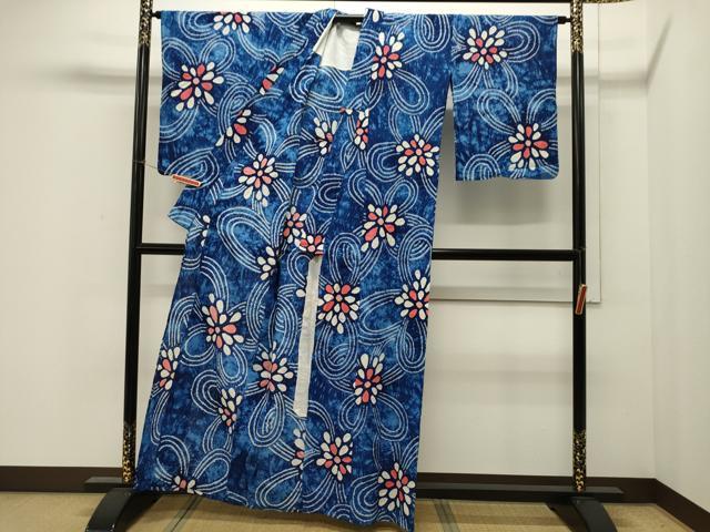 平和屋着物∴夏物 浴衣 有松鳴海絞り 舞花文 綿 逸品 CAAW5032dy