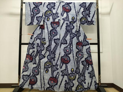 平和屋着物∴夏物 浴衣 有松鳴海絞り 枝花文 綿 逸品 CAAW5033dy