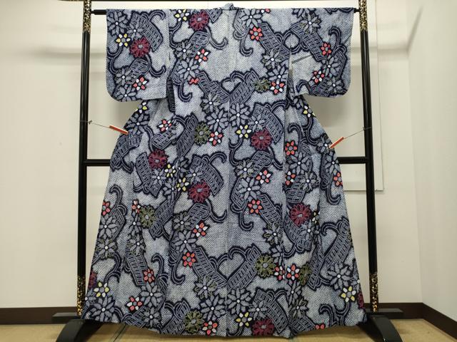 平和屋着物∴夏物 浴衣 有松鳴海絞り 絵巻花唐草文 綿 逸品 CAAW5035dy