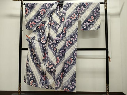 平和屋着物∴夏物　浴衣　有松鳴海絞り　花唐草文　綿　逸品　CAAW5038dy