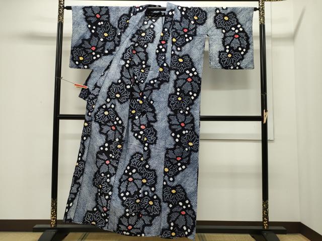 平和屋着物∴夏物 浴衣 有松鳴海絞り 草木文 綿 逸品 CAAW5039dy