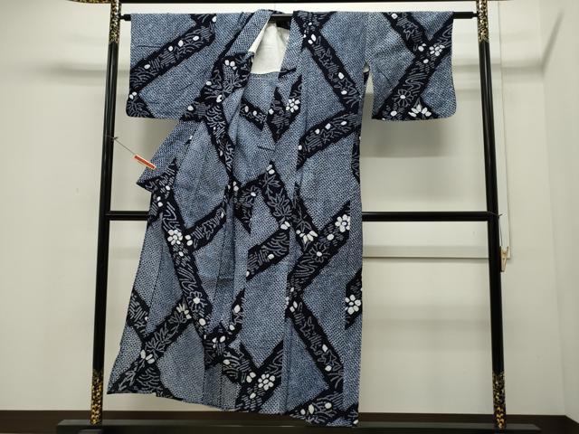 平和屋着物∴夏物　浴衣　有松鳴海絞り　草花文　綿　逸品　CAAW5041dy