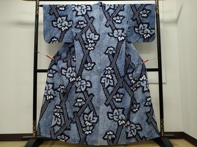 平和屋着物∴夏物 浴衣 有松鳴海絞り 笹文 綿 逸品 CAAW5043dy