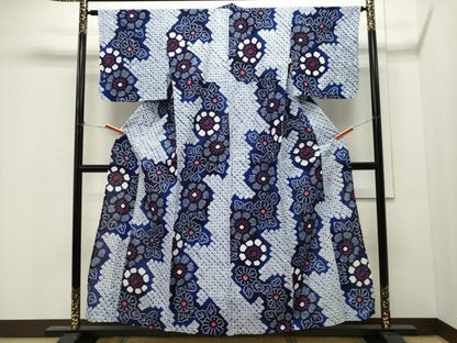 平和屋着物∴夏物 浴衣 有松鳴海絞り 舞花文 綿 逸品 CAAW5044dy