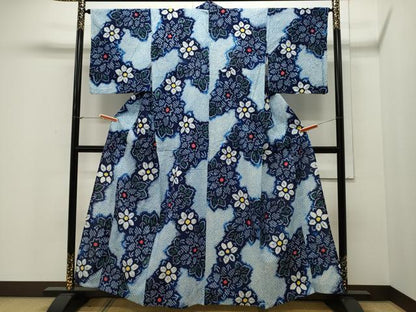 平和屋着物∴夏物　浴衣　有松鳴海絞り　草花文　綿　逸品　未使用　CAAW5046dy