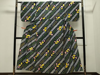平和屋着物∴夏物 浴衣 有松鳴海絞り 舞葉文 綿 逸品 CAAW5048dy
