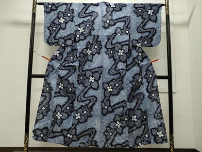 平和屋着物∴夏物 浴衣 有松鳴海絞り 流水舞花文 綿 逸品 未使用 CAAW5049dy