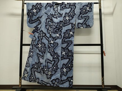 平和屋着物∴夏物 浴衣 有松鳴海絞り 流水舞花文 綿 逸品 未使用 CAAW5049dy
