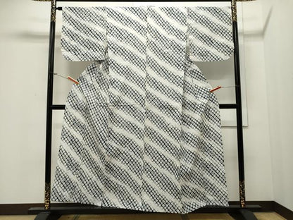 平和屋着物∴夏物　浴衣　有松鳴海絞り　蜘蛛絞り　斜線文　斜線文　綿　逸品　CAAW5050dy
