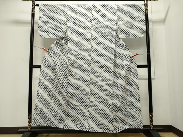 平和屋着物∴夏物　浴衣　有松鳴海絞り　蜘蛛絞り　斜線文　斜線文　綿　逸品　CAAW5050dy