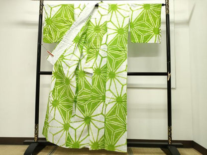 平和屋着物∴夏物　浴衣　有松鳴海絞り　麻の葉文様　綿　逸品　CAAW5051dy