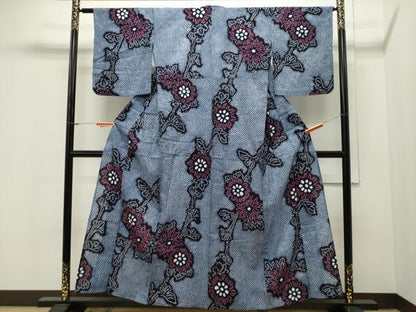 平和屋着物∴夏物 浴衣 有松鳴海絞り 枝花文 綿 逸品 CAAW5054dy