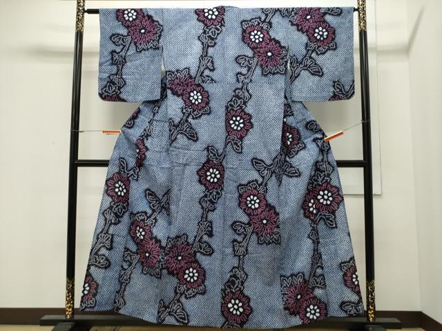 平和屋着物∴夏物 浴衣 有松鳴海絞り 枝花文 綿 逸品 CAAW5054dy