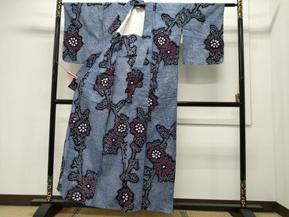 平和屋着物∴夏物 浴衣 有松鳴海絞り 枝花文 綿 逸品 CAAW5054dy