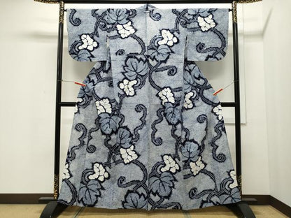 平和屋着物∴夏物　浴衣　有松鳴海絞り　蔦の葉文　綿　逸品　CAAW5055dy