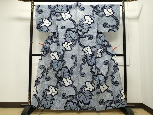 平和屋着物∴夏物　浴衣　有松鳴海絞り　蔦の葉文　綿　逸品　CAAW5055dy
