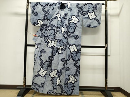 平和屋着物∴夏物　浴衣　有松鳴海絞り　蔦の葉文　綿　逸品　CAAW5055dy