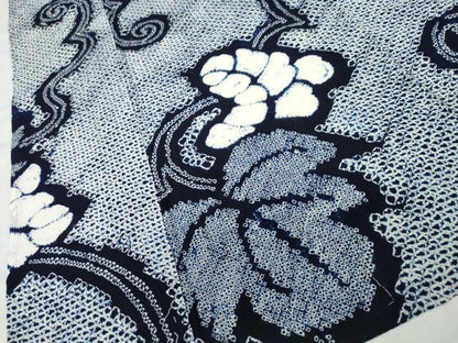 平和屋着物∴夏物　浴衣　有松鳴海絞り　蔦の葉文　綿　逸品　CAAW5055dy