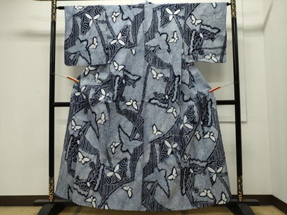平和屋着物∴夏物 浴衣 有松鳴海絞り 舞蝶文 綿 逸品 CAAW5056dy