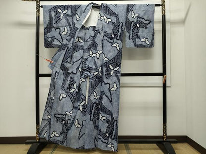 平和屋着物∴夏物 浴衣 有松鳴海絞り 舞蝶文 綿 逸品 CAAW5056dy