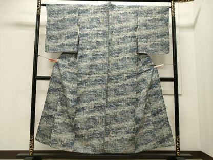 平和屋着物∴夏物 綿紅梅 浴衣 藍 型染め 蜻蛉 草木文 綿 逸品 CAAW5062dy