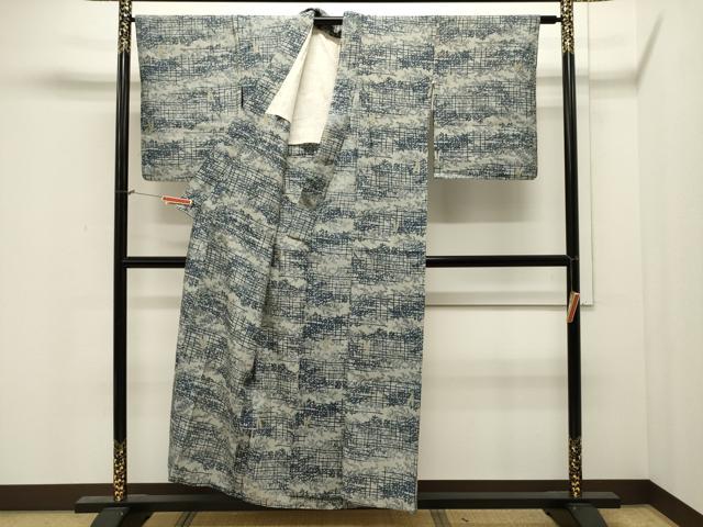 平和屋着物∴夏物 綿紅梅 浴衣 藍 型染め 蜻蛉 草木文 綿 逸品 CAAW5062dy