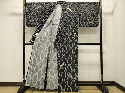平和屋着物∴夏物　浴衣　変わり綿絽　鮎　夢工房　綿　逸品　CAAW5067dy