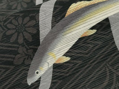 平和屋着物∴夏物　浴衣　変わり綿絽　鮎　夢工房　綿　逸品　CAAW5067dy