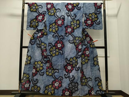 平和屋着物∴夏物 浴衣 有松鳴海絞り 草花文 綿 逸品 CAAW5069dy