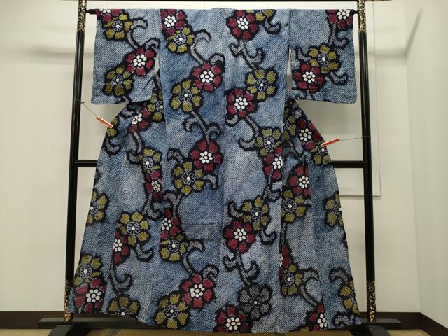 平和屋着物∴夏物 浴衣 有松鳴海絞り 草花文 綿 逸品 CAAW5069dy