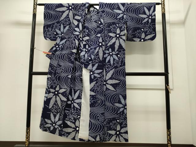 平和屋着物∴夏物 浴衣 有松鳴海絞り 流水舞花文 綿 逸品 CAAW5070dy