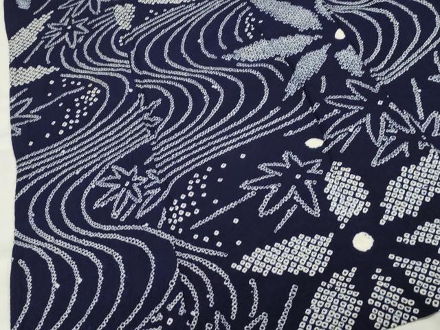 平和屋着物∴夏物 浴衣 有松鳴海絞り 流水舞花文 綿 逸品 CAAW5070dy